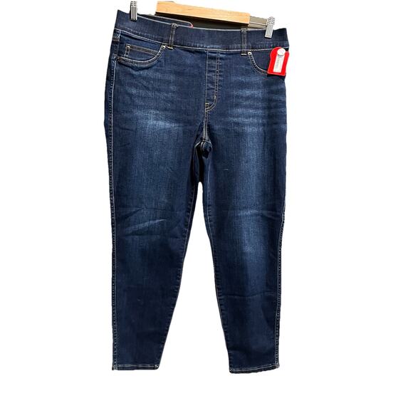 Spanx Blue Midnight Shade Ankle Skinny Pull On Women's Jeans Size XL Petite - Picture 1 of 6